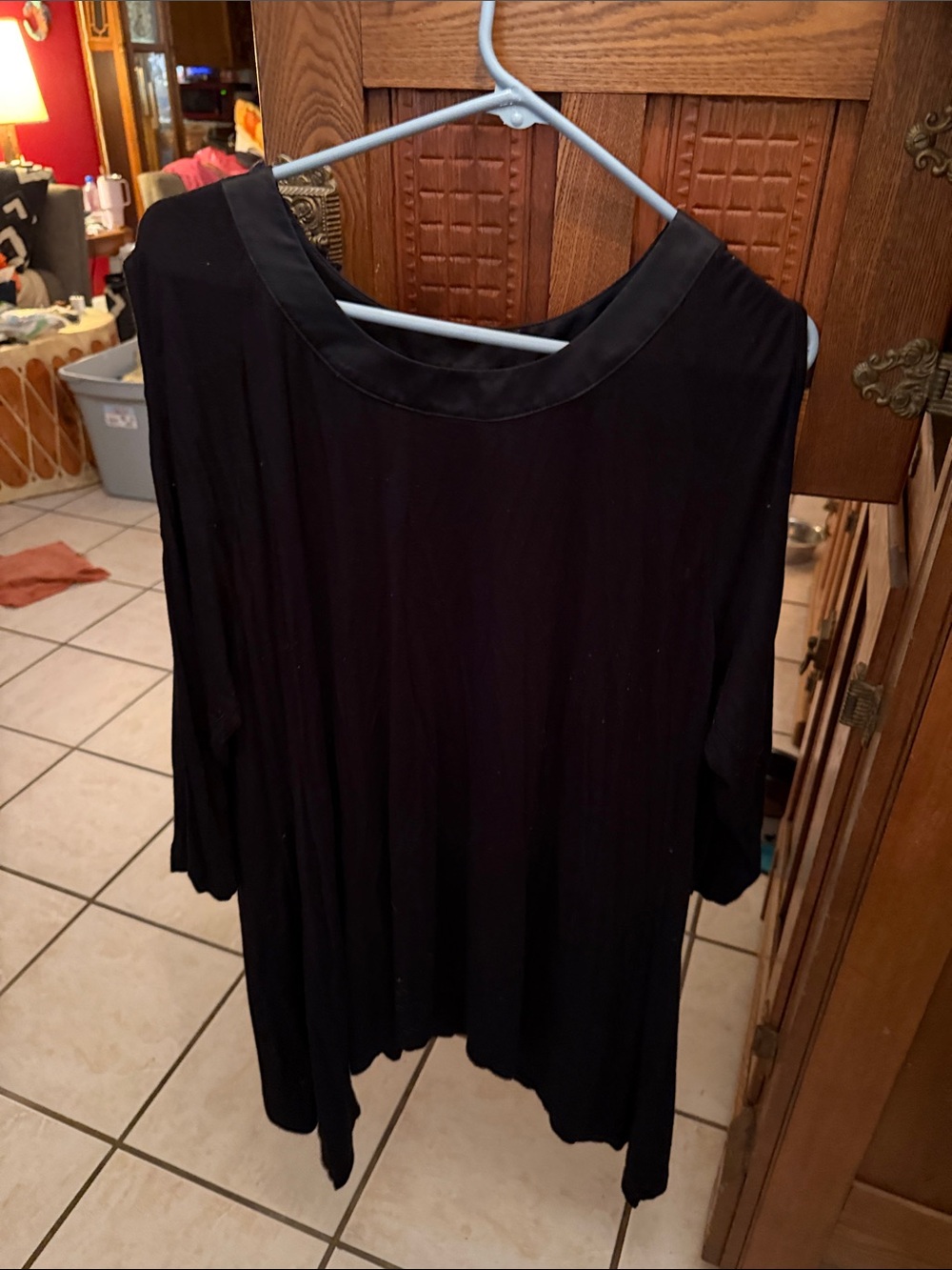Lane Bryant Black Long Sleeve Tunic Top open shoulder